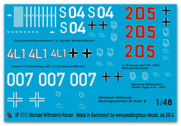 Peddinghaus-Decals 1/48 1111 Wittmann's tank markings