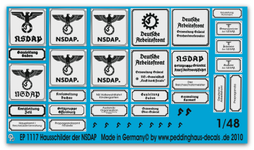 Peddinghaus-Decals 1/48 1117 House plates of NSDAP organisations
