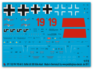 Peddinghaus-Decals 1/72 1152 FW 190 A8 5. Staffel JG 300 " Kölle Alaaf"