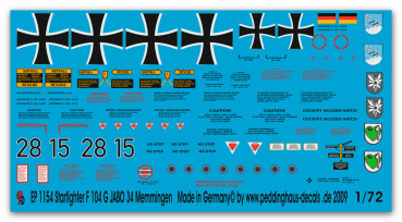 Peddinghaus-Decals 1:72 1154 Starfighter Jabo 34 Memmingen