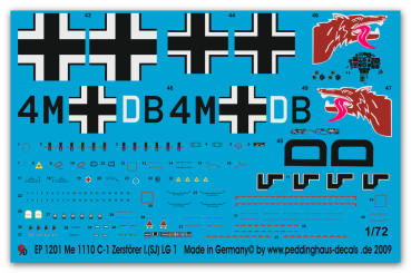 Peddinghaus-Decals 1/72 1201 Me 110 C-1 I. (SJ) LG 1 Zerstörer