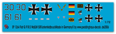 Peddinghaus-Decals 1/72 1264 Fiat G.91 R /3 WaSlw 50 Fürstenfeldbruck