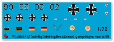 Peddinghaus-Decals 1/72 1266 Fiat G.91 Condor Flug Zieldarstellung