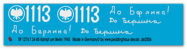 Peddinghaus-Decals 1:16 1274 T 34-85 polish garde divison during the fight for Berlin 1945
