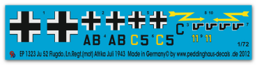 Peddinghaus-Decals 1/72 1323 Ju 52 Flugdo./Ln.Regt.(mot) Afrika Juli 43