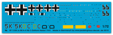 Peddinghaus-Decals 1/72 1338 Ju 88 A-4 KG 3 Ostfront Herbst 1941