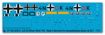 Peddinghaus-Decals 1/72 1340 JU 88 D-1 2.(F) 22 Ostfront , Winter 1942