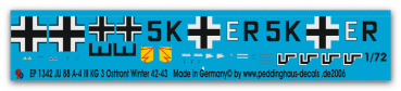 Peddinghaus-Decals 1/72 1342 Ju 88 A-4 III KG 3 Ostfront Winter 41-42