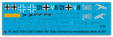 Peddinghaus-Decals 1/72 1346 BF 110 G-2 12.SG 77 Ostfront 1943