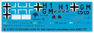 Peddinghaus-Decals 1/72 1350 BF 110 C 8. ZG 26 Sizily and Africa 1941