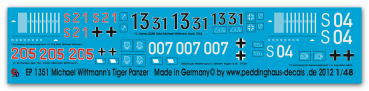 Peddinghaus-Decals 1/48 1351 Tiger tanks of Michael Wittmann