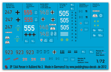Peddinghaus-Decals 1:72 1364  Panzer des Russlandfeldzuges No 3 1943