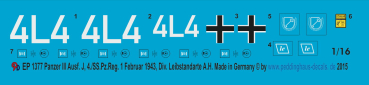 Peddinghaus-Decals 1:16 1377 Panzer III Ausf J HQ Comp. Div. LAH Jan 43 Fallingbostel