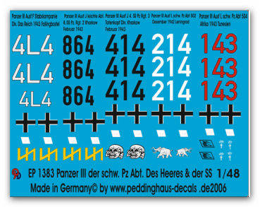Peddinghaus-Decals 1/48 1383 Panzer III  of the heavy german tank units