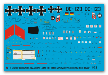 Peddinghaus-Decals 1/72 1396 F-84F Bundesluftwaffe JABO 33 Büchel 1. Staffel 1961