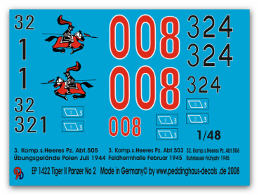 Peddinghaus-Decals 1/48 1422 Kingtiger tanks markings No 2