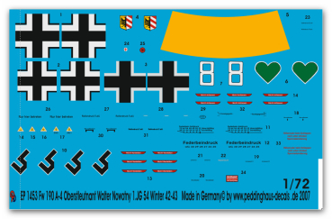 Peddinghaus-Decals 1/72 1453 Fw 190 A-4 Oberstleutnat Walter Nowontny 1.JG 54  Winter 42-43