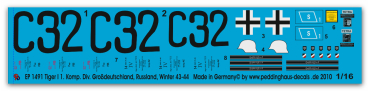 Peddinghaus-Decals 1:16 1491 Tiger I Div. Großdeutschland Winter 43-44