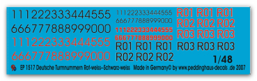 Peddinghaus-Decals 1/48 1517 german turret numbers red-white-black-white