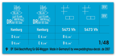 Peddinghaus-Decals 1/48 1544 Beschriftung für GG Waggon mit Bremserhaus