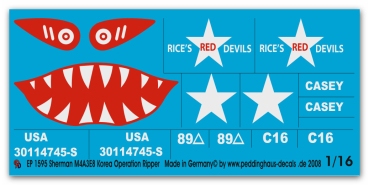 Peddinghaus-Decals 1:16 1595 Sherman M4A3E8 Korea Operation Ripper