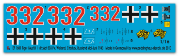 Peddinghaus-Decals 1:16 1601 Tiger I Ausf H1 Charkow 1943 Fw. Weiland s Pz Abt 503