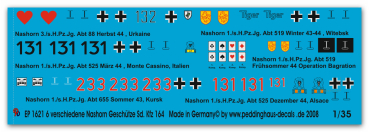 Peddinghaus-Decals 1:35 1621  6 different Nashorn Guns Sd. Kfz 164