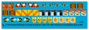 Peddinghaus-Decals 1/72 1629 Französische Staffelwappen 30. Escadron de Chasse. BA 112 Reims 1994