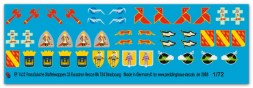 Peddinghaus-Decals 1/72 1632 Französische Staffelwappen 33 Escadron Reece BA 124 Strasbourg