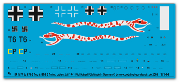 Peddinghaus-Decals 1:144 1677 Ju 87 b-2 Trop 6./ST.G 2 Tmimi, Lybien Juli 1941 Pilot Hubert Pölz