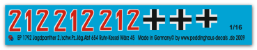 Peddinghaus-Decals 1:16 1792 Jagdpanther 2.schw.Pz.Jäg.Abt 654 Ruhr Kessel März 1945