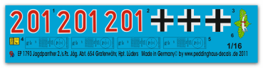 Peddinghaus-Decals 1:16 1793 Hunting Panther 2.schw.Pz.Jäg.Abt 654 Grafenwöhr 1944 Hpt Lüders