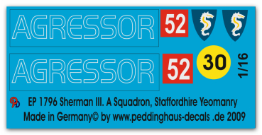 Peddinghaus-Decals 1:16 1796 Sherman III.A Squadron,Staffordhire Yeomanry