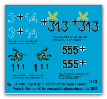 Peddinghaus-Decals 1:72 1806 4 Tiger II der s.Pz. Abteilungen 1944-45