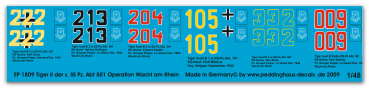 Peddinghaus-Decals 1/48 1809 6 Kingtiger of the s.SS.Pz. Abteilung 501 1944