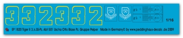Peddinghaus-Decals 1:16 1820 Tiger II 3./s.SS-Pz. Abt 501 Uscha Otto Blase Pz. Gruppe Peiper 44