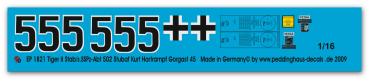 Peddinghaus-Decals 1:16 1821 Tiger II Stab/s.SS Pz.Abt.502 Stubaf Kurt Hartrampf Gorgast 1945