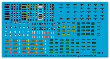 Peddinghaus-Decals 1:16 1857 Uniformabzeichen der Panzertruppe und Generäle