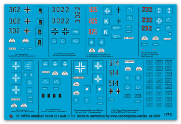 Peddinghaus-Decals 1:72 1869 7 verschiedene Sd Kfz 251 Ausf. C & D