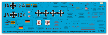 Peddinghaus-Decals 1:72 1871 Starfighter der Bundesluftwaffe JG 71 Richthofen