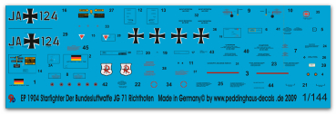 Peddinghaus-Decals 1:144 1904 Starfighter german airforce JG 71 Richthofen