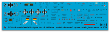 Peddinghaus-Decals 1:144  1905 german airforce Starfighter Jabo G 33 Büchel
