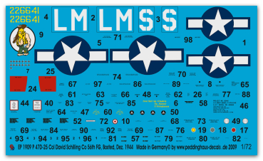 Peddinghaus-Decals 1/72 1909 P 47D-25 Col David Schilling CO 56 th FG, Boxted, Dezember 1944
