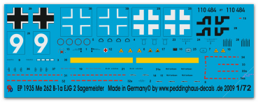 Peddinghaus-Decals 1/72 1935 Me 262 B-1a EJG 2 Sagemeister