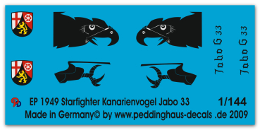 Peddinghaus-Decals 1:144  1949 F 104 G german airforce Starfighter Kanarienvogel last Flight Jabo 33 30.5.1985