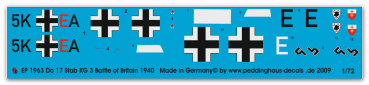 Peddinghaus-Decals 1/72 1963 Do 17 Stab KG 3 Battle of Britain 1940