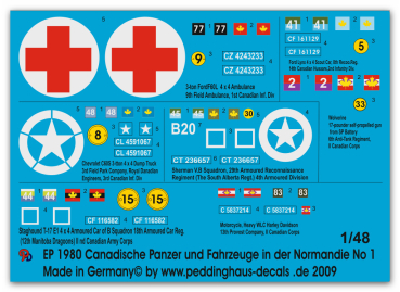 Peddinghaus-Decals 1/48 1980 Canadische Panzer und Fahrzeuge in der Normandie No 1