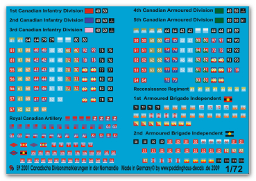 Peddinghaus-Decals 1:72 2001 Canadische Divisonszeichen in der Normandie