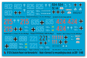 Peddinghaus-Decals 1/48 2016 Deutsche Panzer in der Normandie No 1