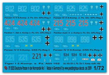 Peddinghaus-Decals 1:72 2020 Deutsche Panzer in der Normandie No 1